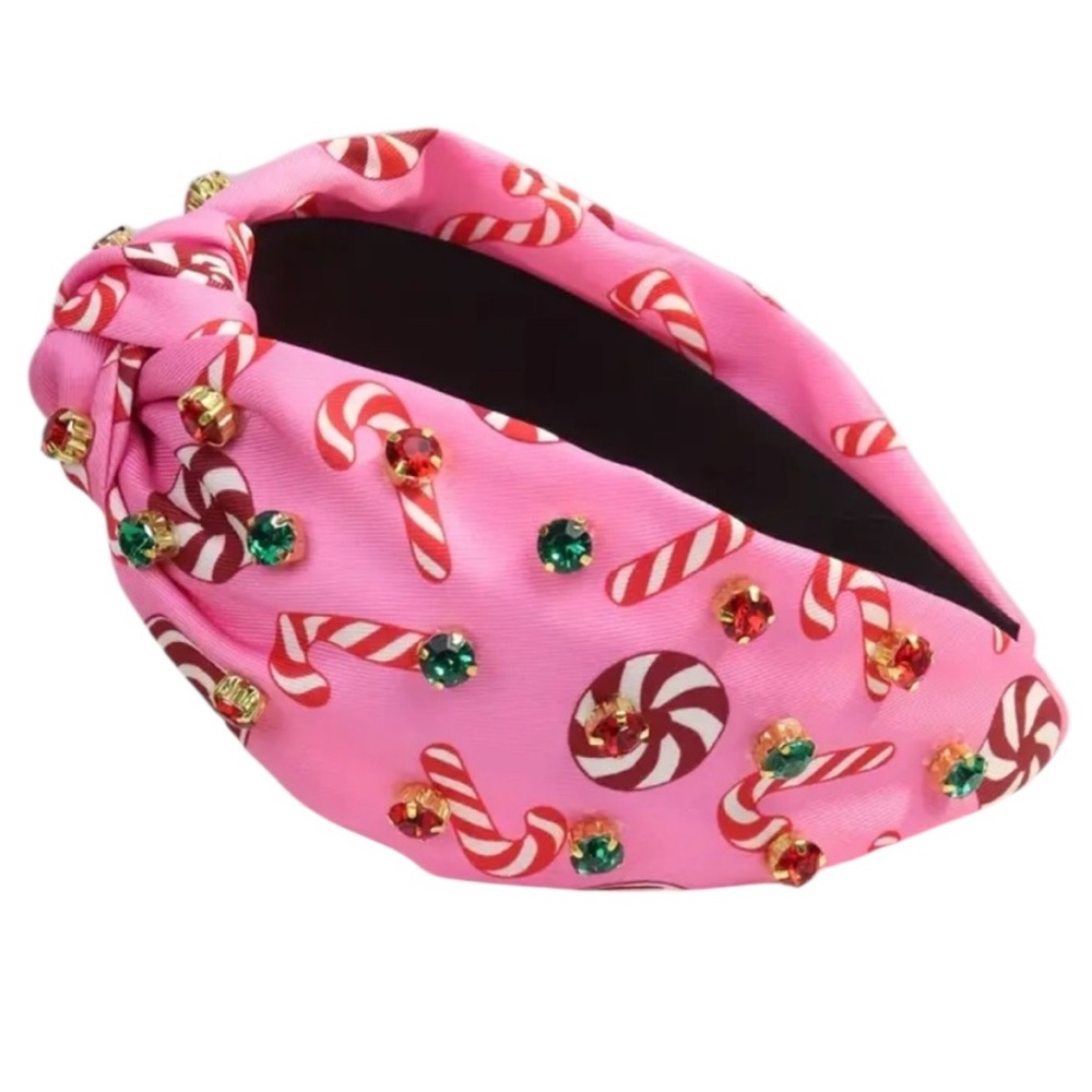 Pink Candy Cane Rhinestone Headband
